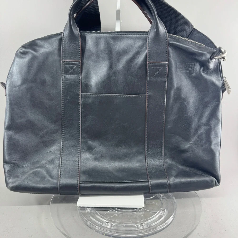 Jack Spade Warren Street Leather Briefcase Laptop Messenger Bag Black Crossbody